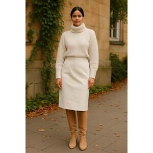 TARAZZIA VTG SZ 9/10 Leather Midi Length Pencil Skirt In White NWT Dead Stock